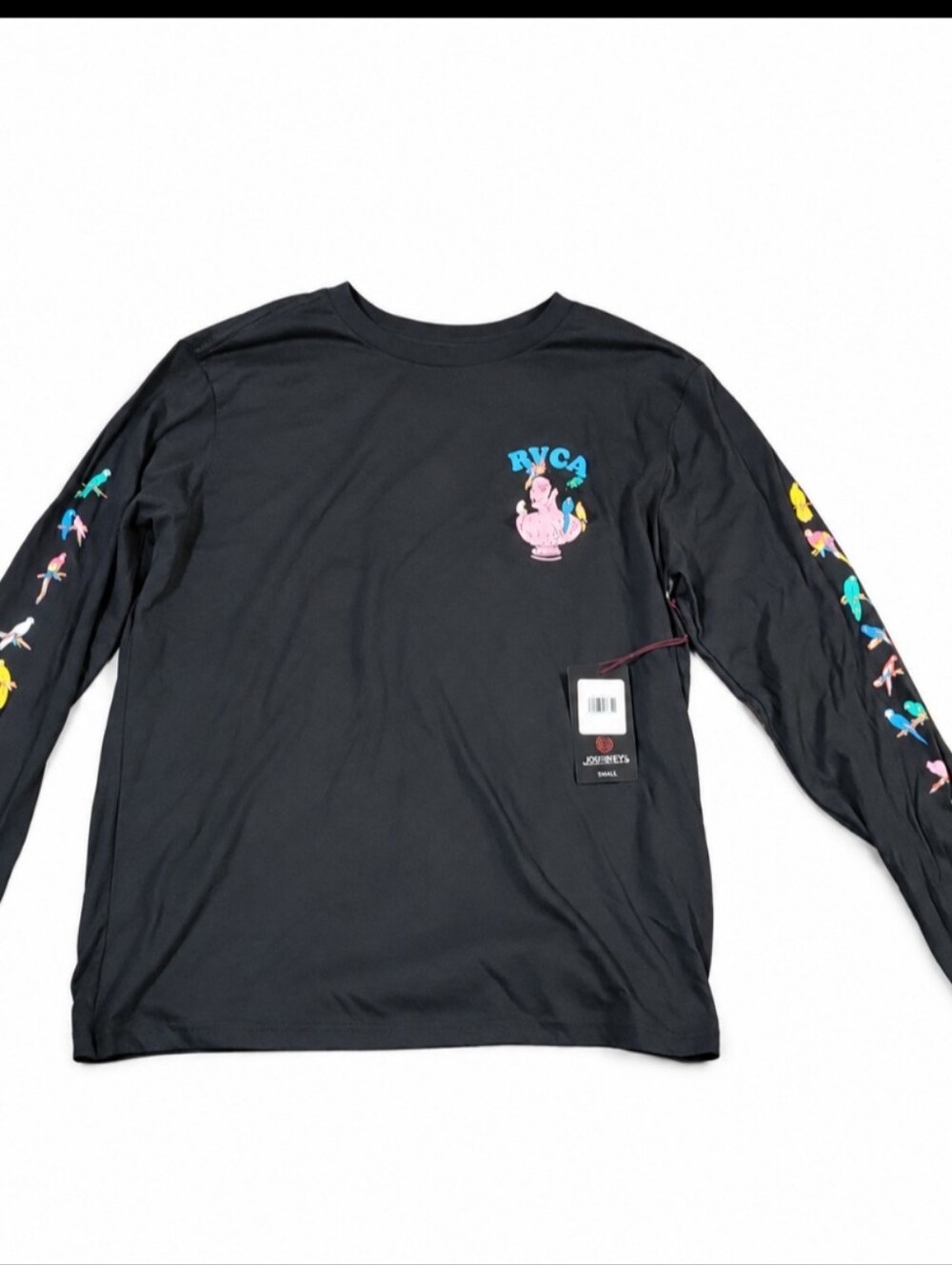 NWOT Men's "RVCA Parrot Ice" L/S Tee w/front/back/arms graphics. Various Sizes